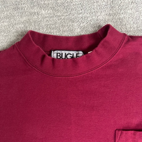 Vintage Bugle Boy Burgundy Mockneck Pocket Tee - Picture 4 of 7